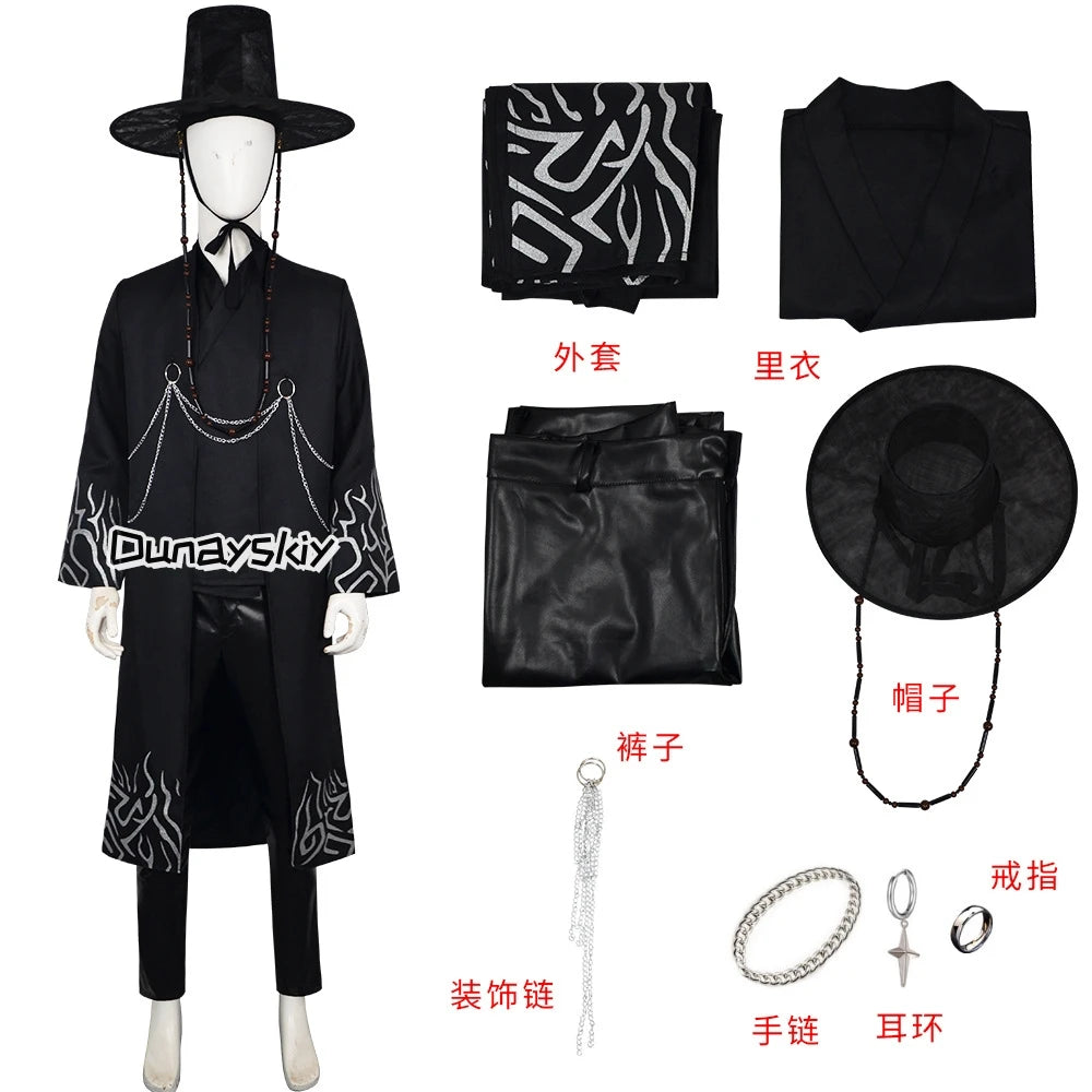 Sajaboys Cosplay Jinu Boy Group Anime Huntrix Movie Kpop Demon Handsome Vest Vampire Goth Punk Long Coat Korea Idol Halloween