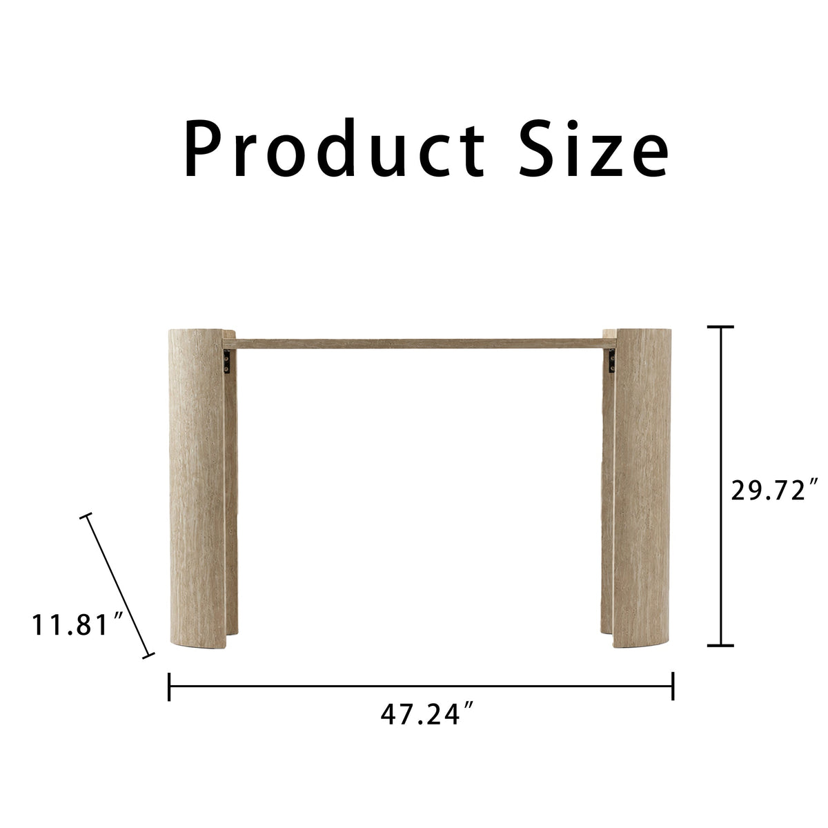 Curved Console Table with U-Shaped Legs and a Natural Wood-Grain