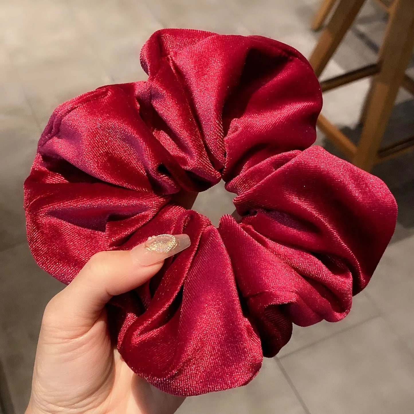 Oversize Black Velvet Scrunchies Hair Ties Women Girls Solid Rubber Big Elastic Hair Bands Rope Ponytail Hair Accessories Winter