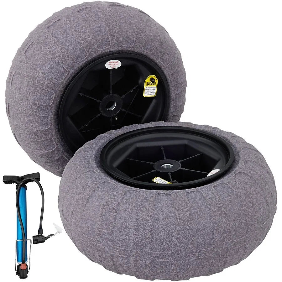 Beach Balloon Wheels 15.7 Replacement Sand Tires TPU Cart Tires for Kayak Dolly Canoe Cart and Buggy w Free Air Pump 2Pack