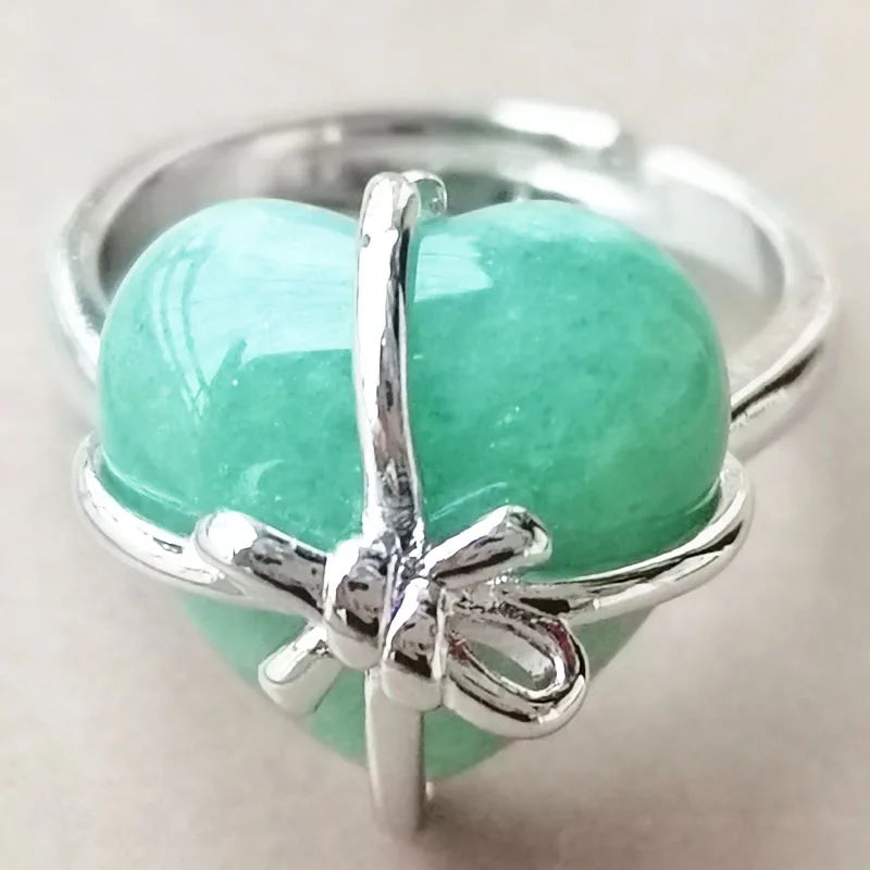 Blue Sand Heart Bead Ring PWB1093