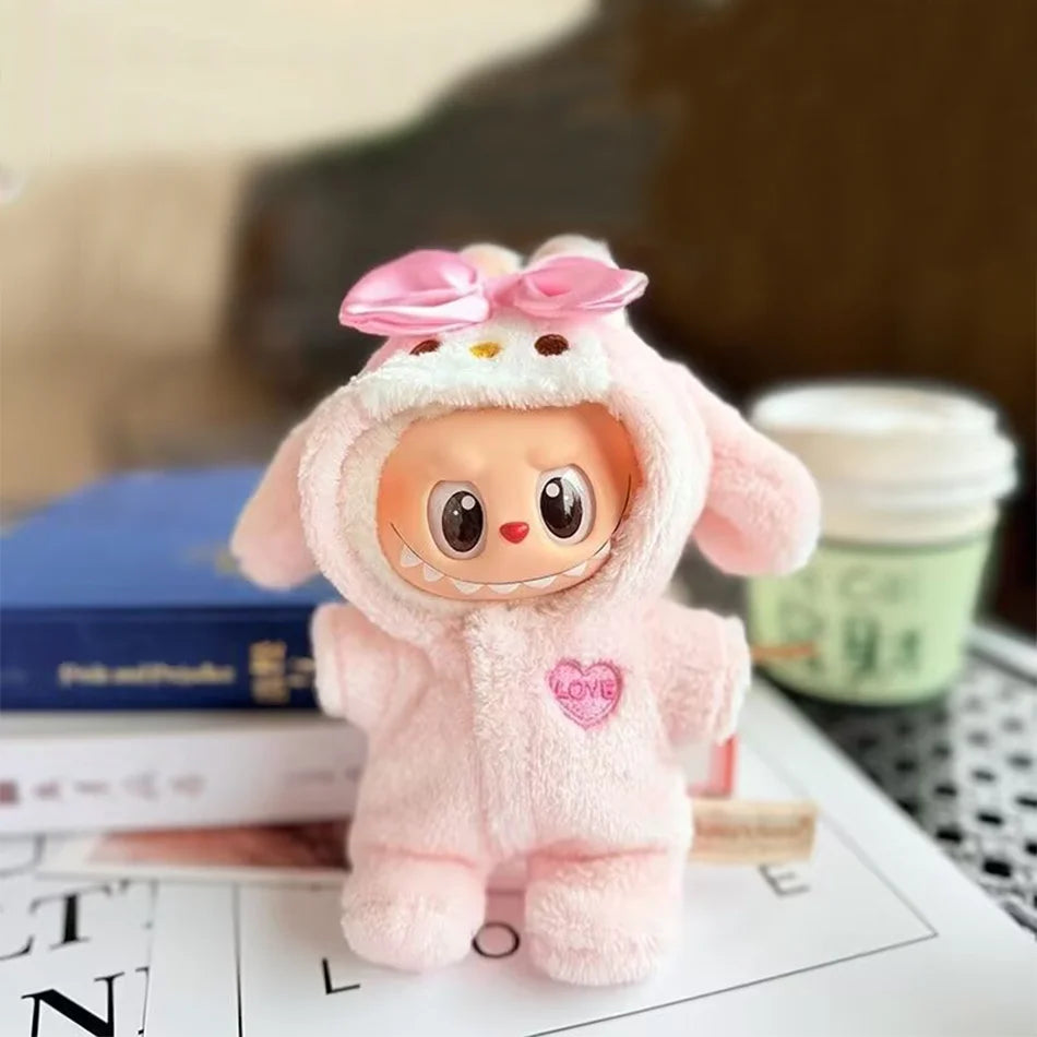 Clothes For Labubu 17cm II Idol Dolls Sitting Party The Monster Outfit Accessories Clothing Kids Gift Cute Penguin Baby Jumpsuit