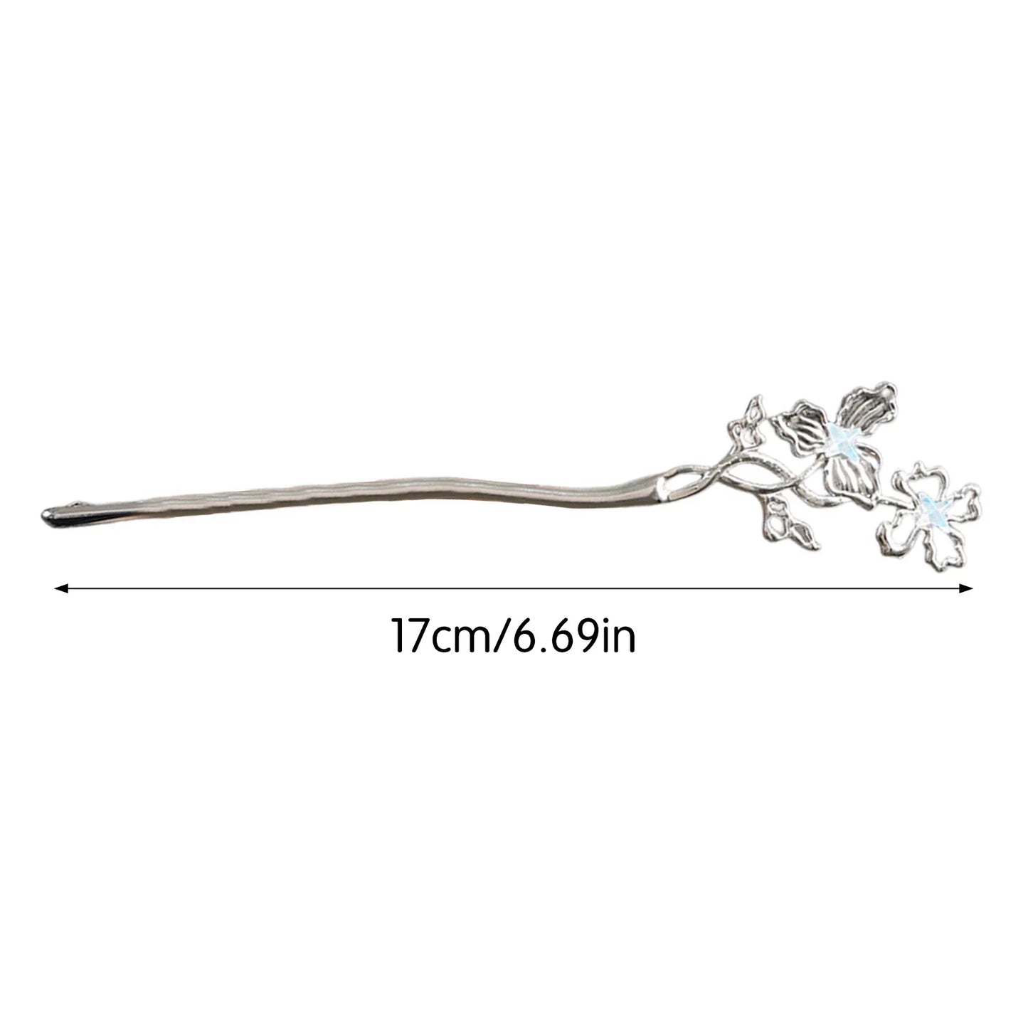 Silver Color Alloy Hair Sticks Forks Flower Butterfly Designs New Chinese Style Elegant Hairpins Hair Bun Maker Jewelry