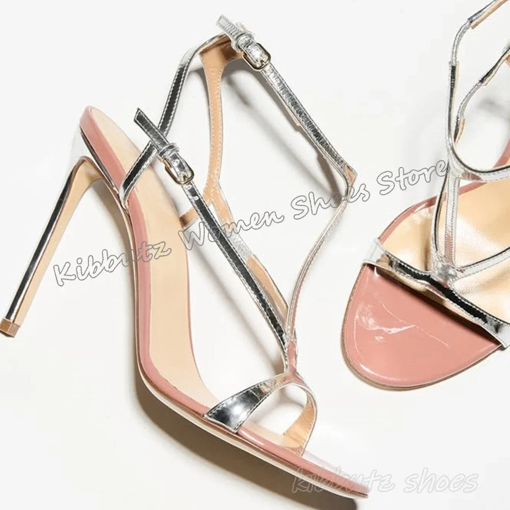 Leopard Belt Buckle Sandals Leather Mixed Color Cross Strap Fashion Elegant Concise Sexy Luxury Women Party Shoes Thin Heels New