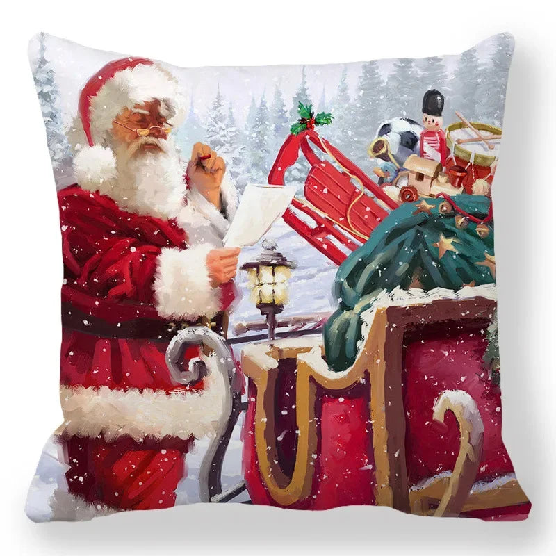 Christmas Decoration Pillowcase Santa Claus Snowman Deer Cushion Cover Home Sofa Chair