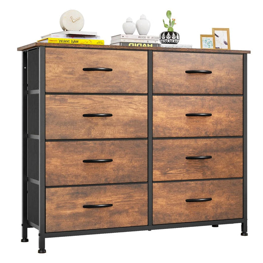 8-Drawer Fabric Dresser Sturdy Organizer Adults Teens Bedroom Closet Versatile Storage Unit with Adjustable Feet Anti-Tip Kit