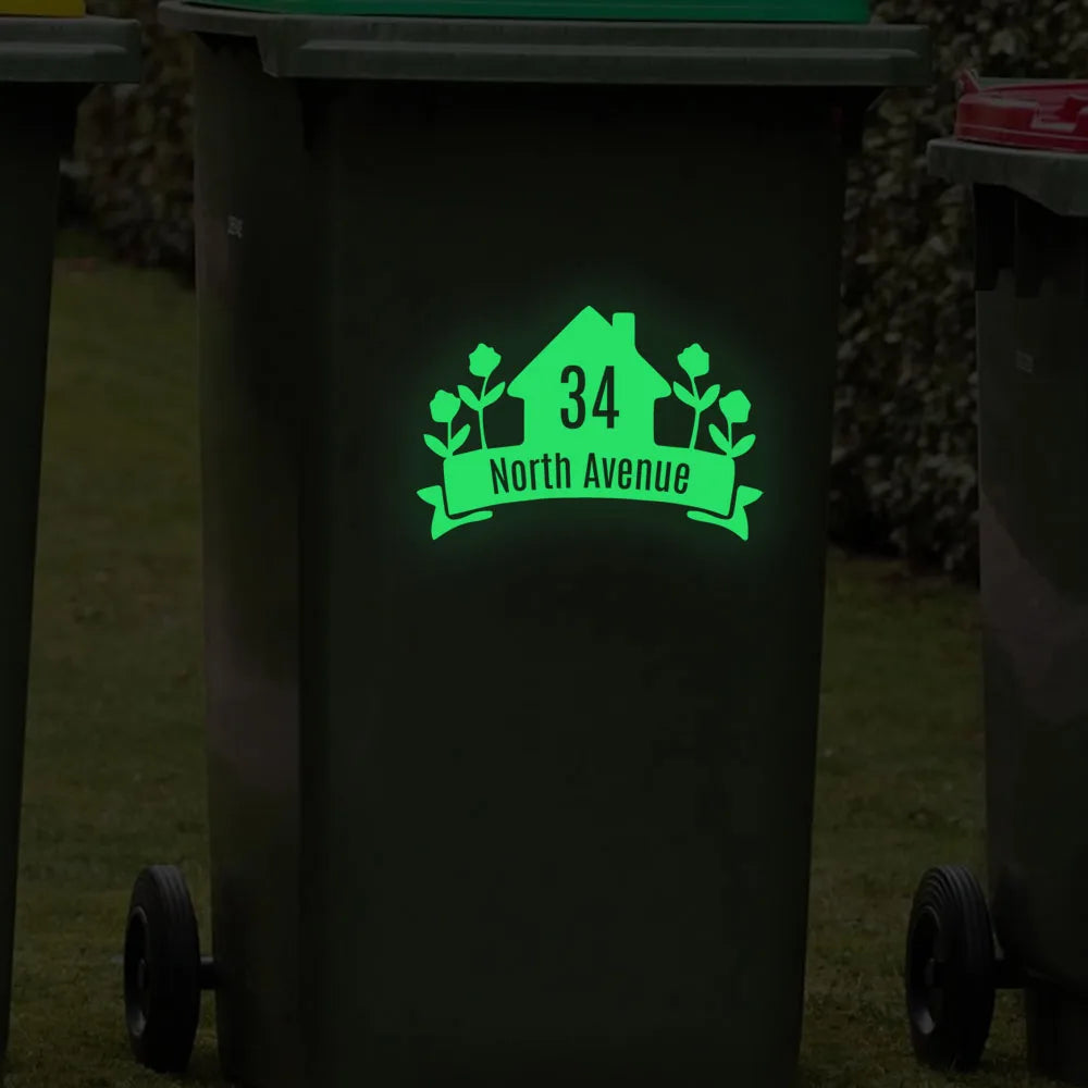 1PC New Luminous Stickers Minimalist Style Custom Reflective Rubbish Bin Number Sticker - Special Personalised Address Sticker f