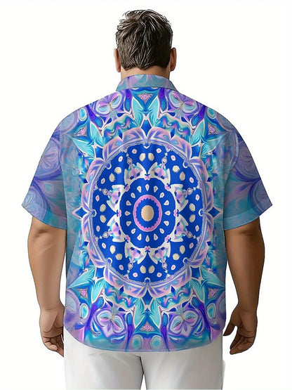 Men's Plus Size Hawaiian Shirts Dream Mandala Prints Pattern, Unisex Aloha Shirts,New in Summer Tops Tee,streetwear