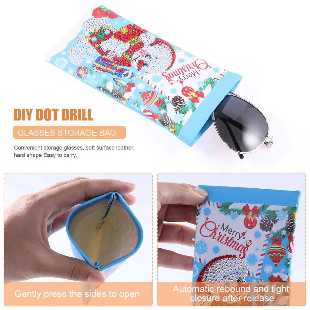 DIY Diamond Painting Glasses Storage Bags Waterproof Glasses Pouches  Cartoon Diamond Painting Craft Handbag Kit Christmas Decor
