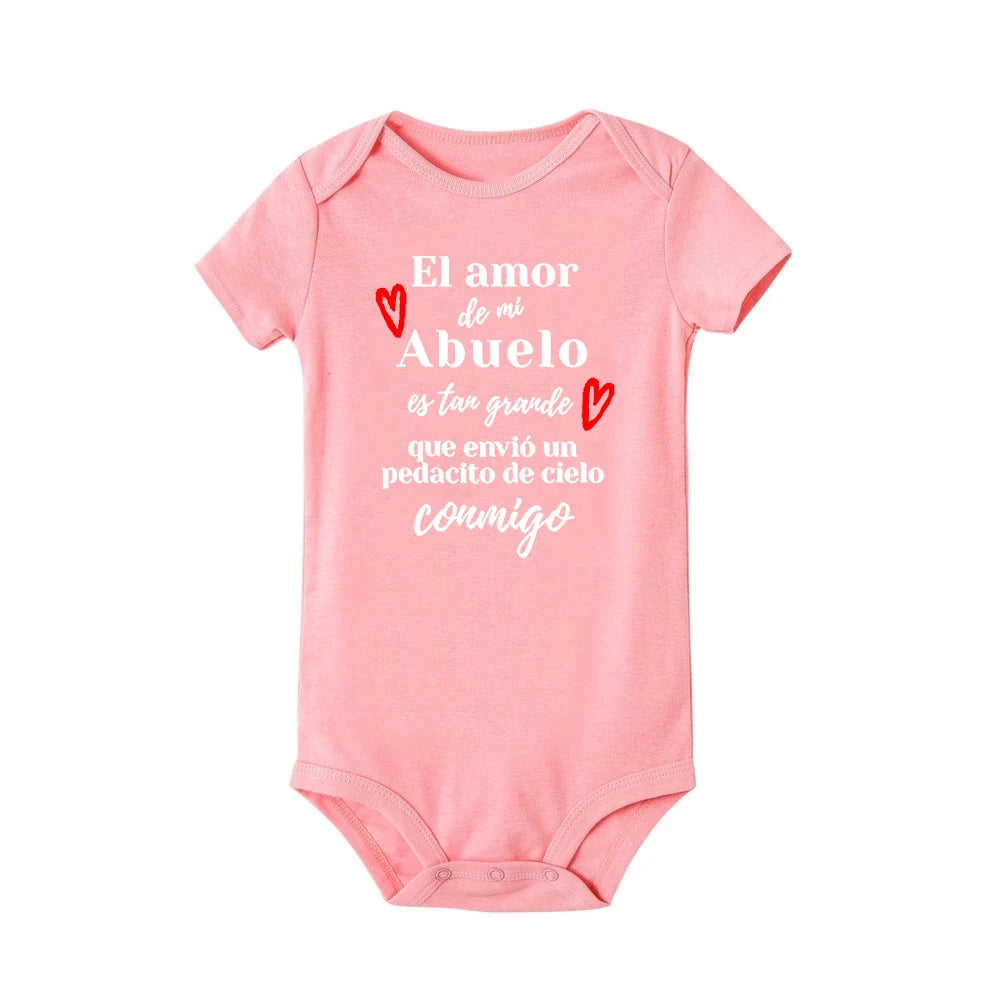 El Amor De Mi Abuelo Es Tan Grande Baby Bodysuit Spanish Print Unisex Baby Clothes Newborn Rompers Summer Boy Girl Ropa Jumpsuit