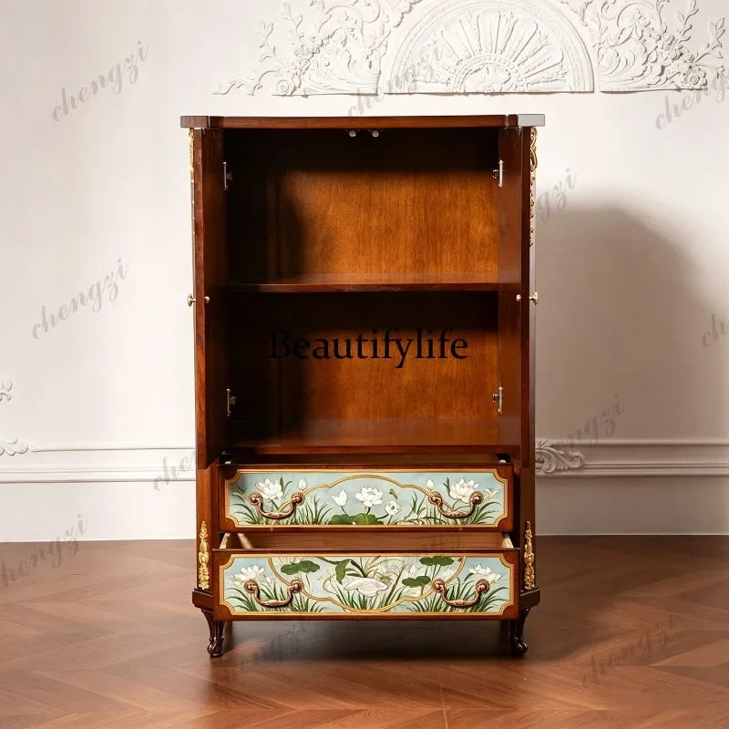 M178 American retro solid wood chest high-end storage cabinet floor-to-ceiling entrance storage decorative cabinet