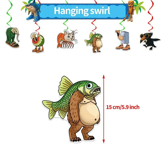 Tung Tung Sahur Birthday Party Decoration Tralalelo Tralala Banner Balloon Italian Brainrot Backdrop for Kids Baby Shower Supply