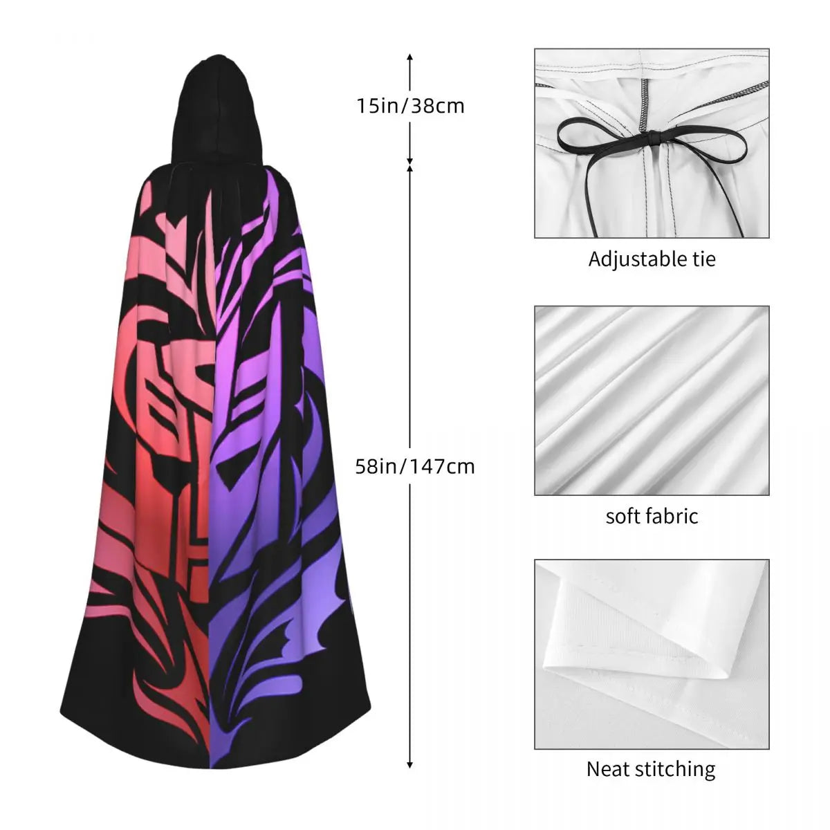 Transformers Autobots Long Hooded Cloak Witch Medieval Costume Cosplay Cape HalloweenCoat Adult Unisex