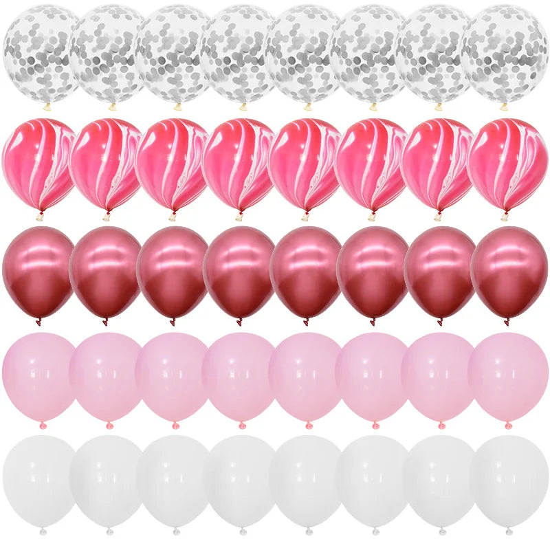 40Pcs Blue Balloons Set Agate Marble Metallic Confetti Balloon for Kids Birthday Party Baby Shower Graduation Decoration Wedding