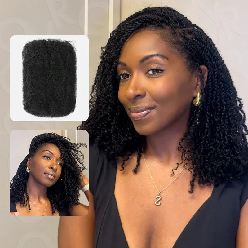 Top Peruvian Kinky Curly Mini Twist QVR US Stock Afro Kinky Bulk Human Hair for Braiding 100% Remy Hair Bundles No Shedding