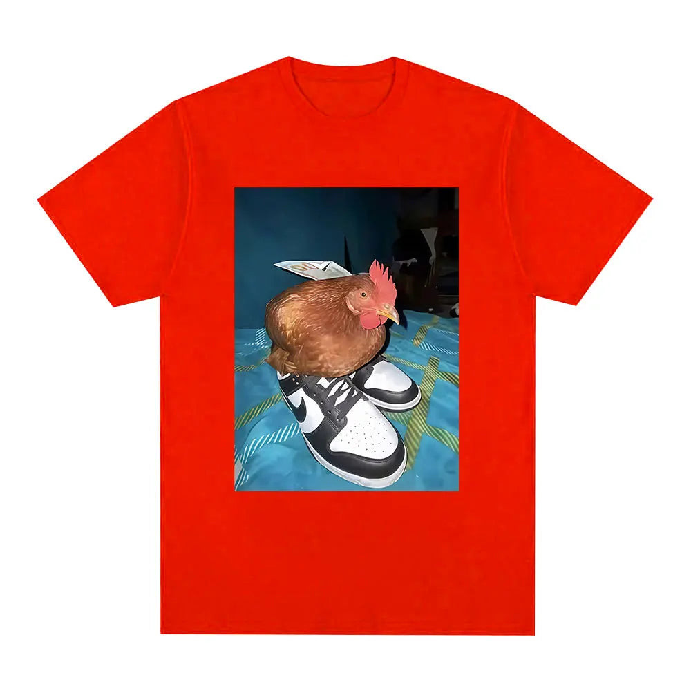 Funny Dripped Out Chicken T Shirt Men Women Chicken with Shoes Print T-shirts Harajuku Fashion Short Sleeve Tee Shirt Streetwear