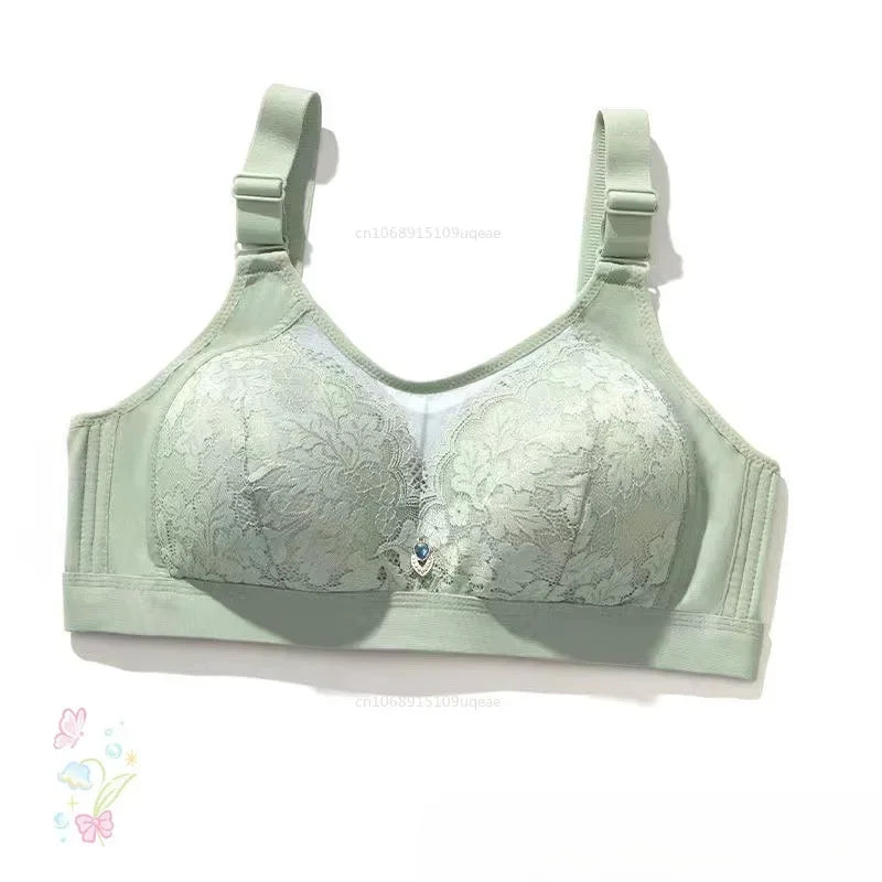 Large Size Women'S Bra Big Size Sexy Lace Splicing Lingerie Without Steel Ring Push Up Adjustable Underwear Mom Underwear
