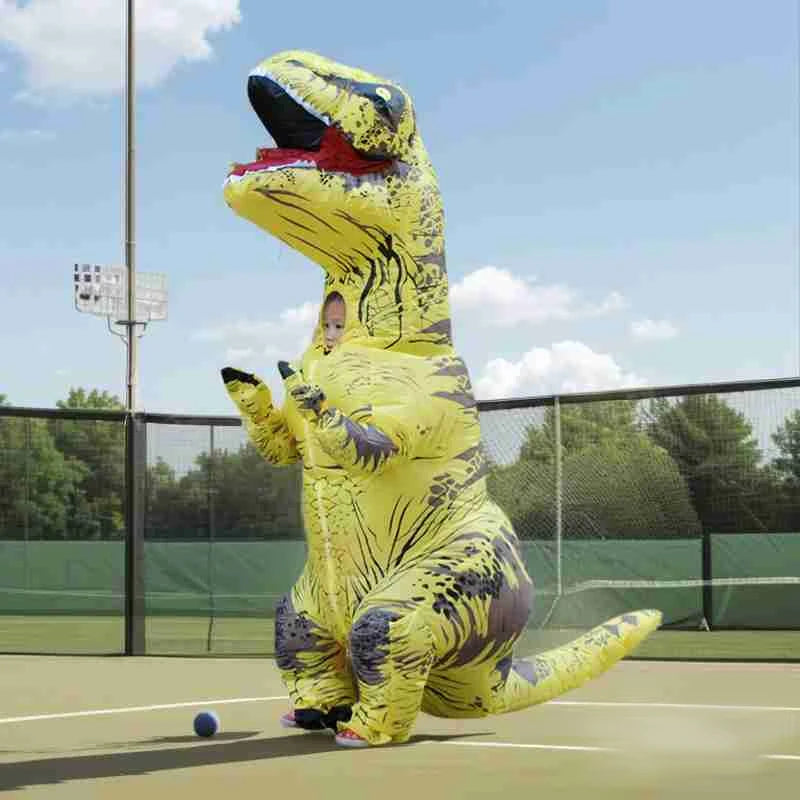 Funny Inflatable Dinosaur Carnival Costume Halloween Christmas New Year Birthday Party Role Playing T-Rex Inflatable Suit Gift