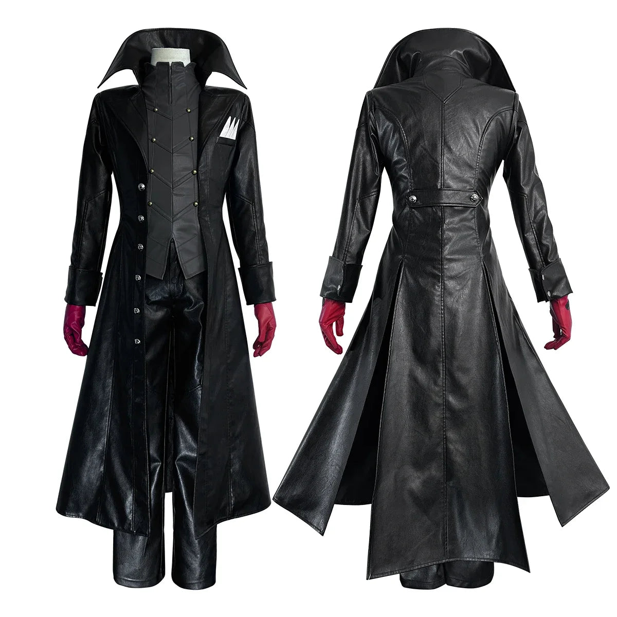 Cosplay P5 Game Ren Amamiya Cosplay Costume Wig Mask Joker Faux Leather Coat Pants Vest Gloves Daily Wear Cos Convention Rose Ne