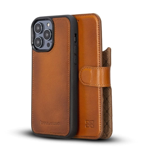 Apple iPhone 14 Series Detachable Leather Wallet Case Darker Color -