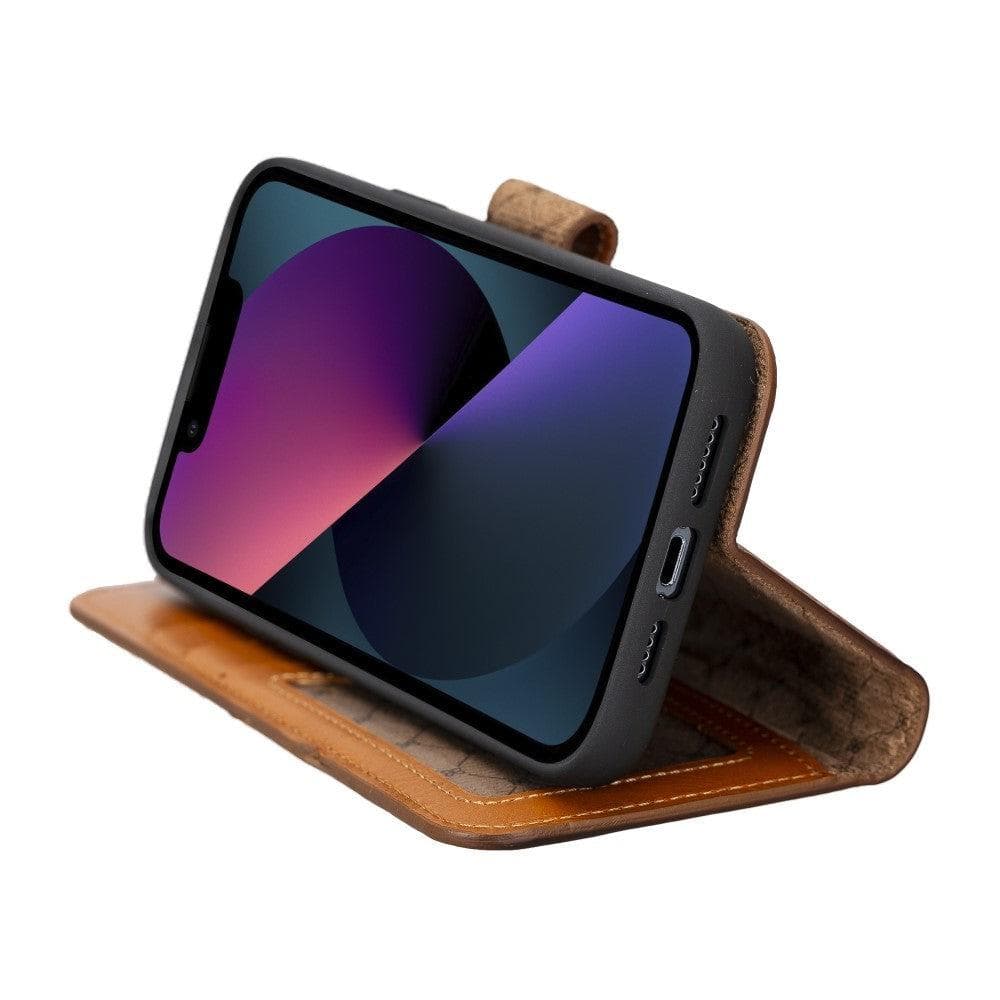 Apple iPhone 14 Series Detachable Leather Wallet Case Darker Color -
