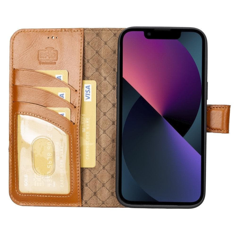 Apple iPhone 14 Series Detachable Leather Wallet Case Darker Color -