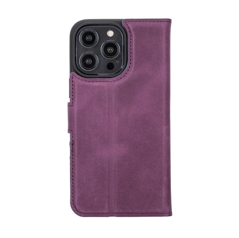 Apple iPhone 14 Series Detachable Leather Wallet Case Darker Color -