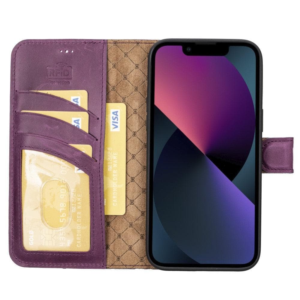 Apple iPhone 14 Series Detachable Leather Wallet Case Darker Color -