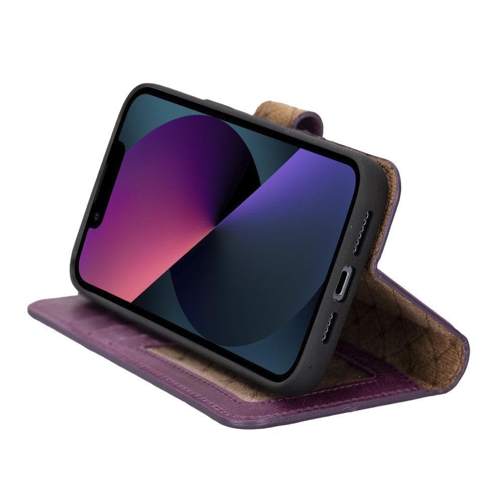 Apple iPhone 14 Series Detachable Leather Wallet Case Darker Color -