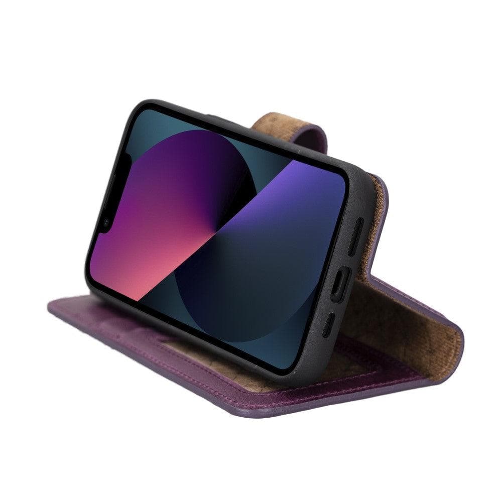 Apple iPhone 14 Series Detachable Leather Wallet Case Darker Color -
