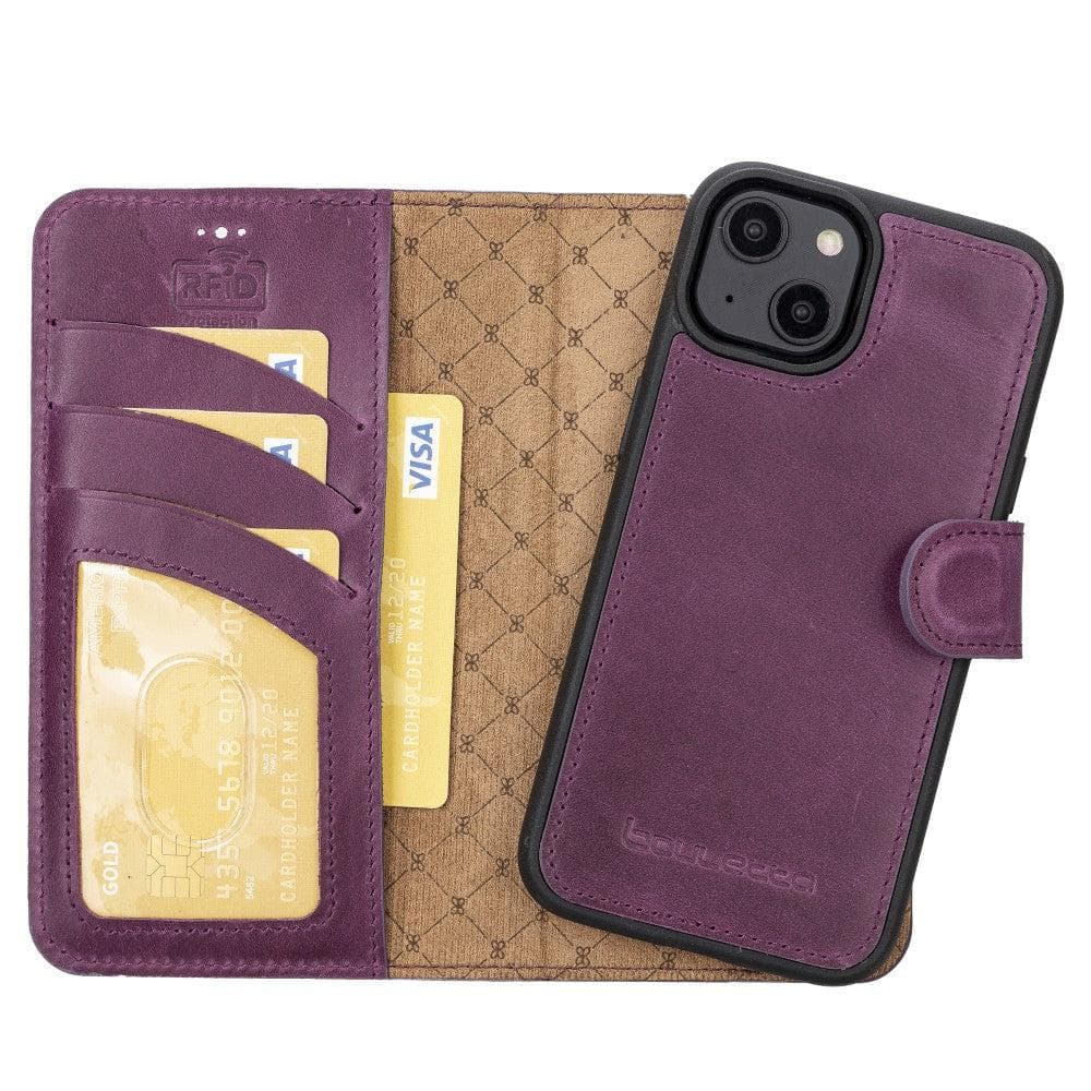Apple iPhone 14 Series Detachable Leather Wallet Case Darker Color -
