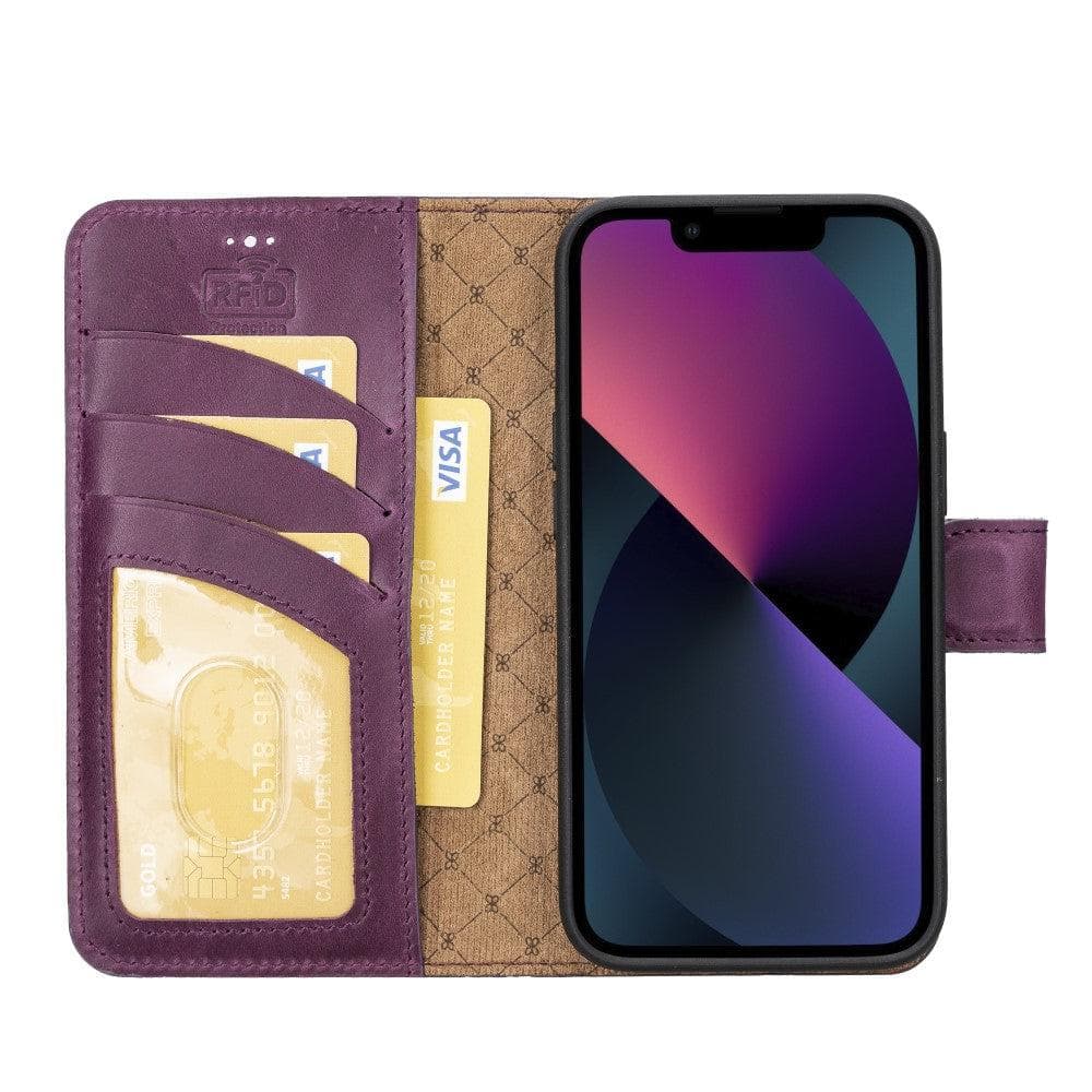 Apple iPhone 14 Series Detachable Leather Wallet Case Darker Color -