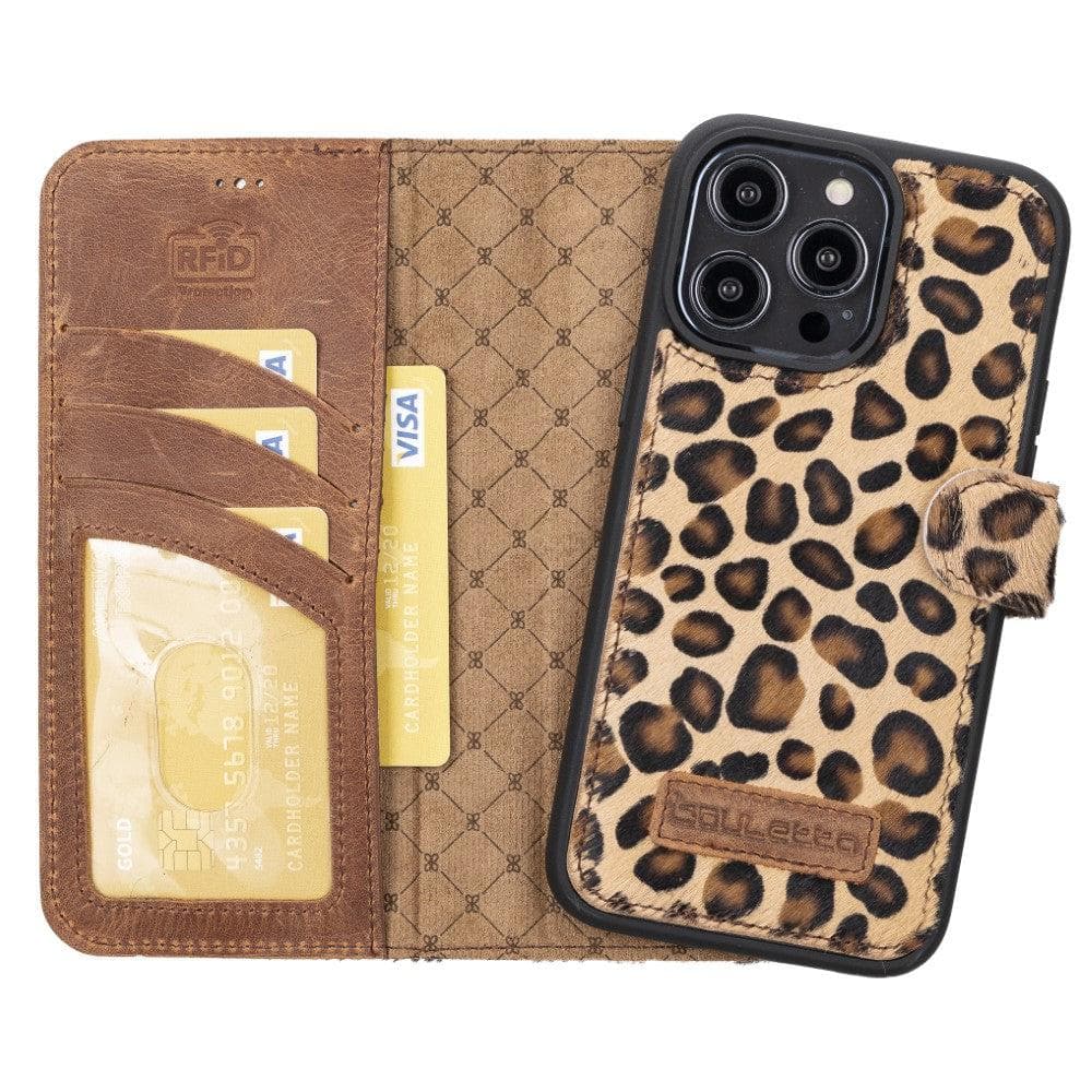 Apple iPhone 14 Series Detachable Leather Wallet Case Darker Color -