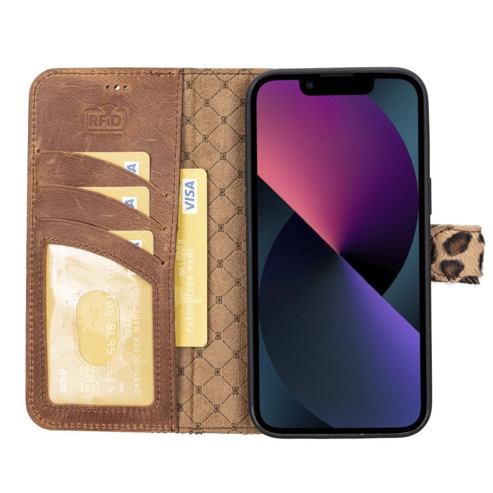 Apple iPhone 14 Series Detachable Leather Wallet Case Darker Color -
