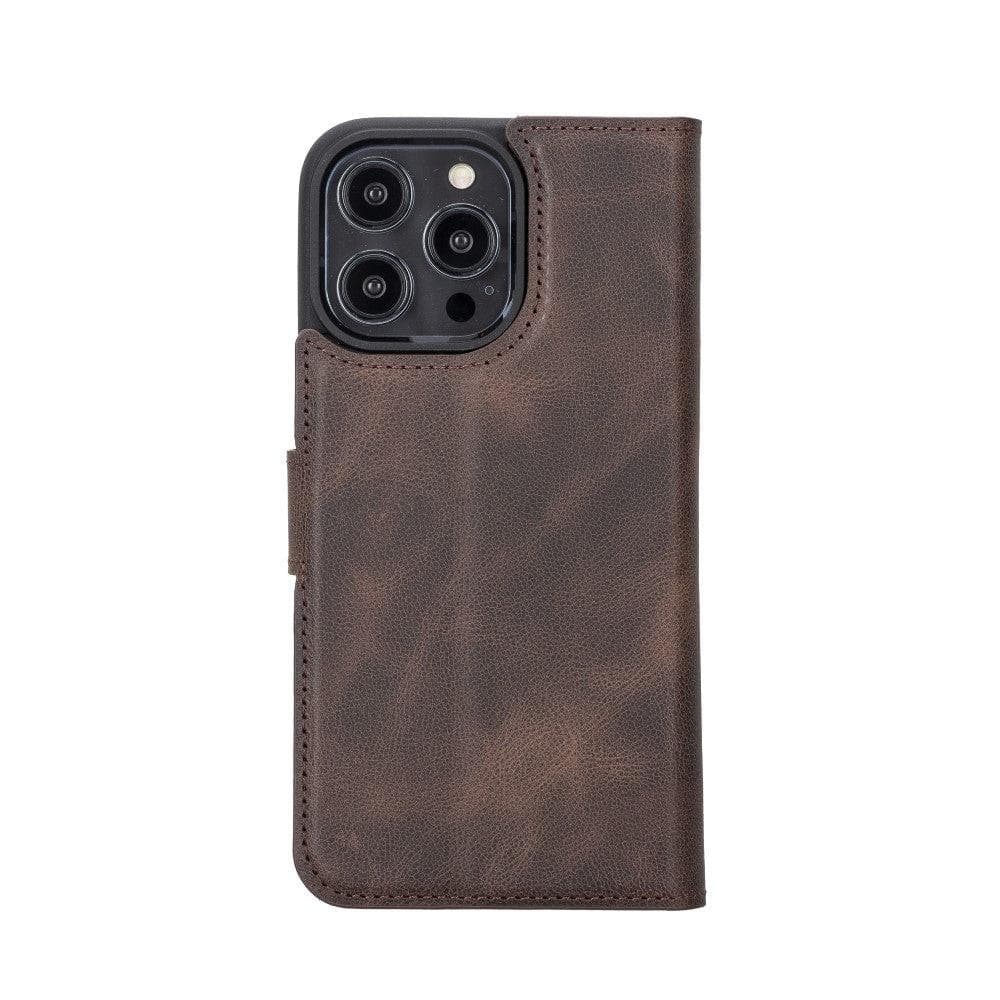 Apple iPhone 14 Series Detachable Leather Wallet Case Darker Color -