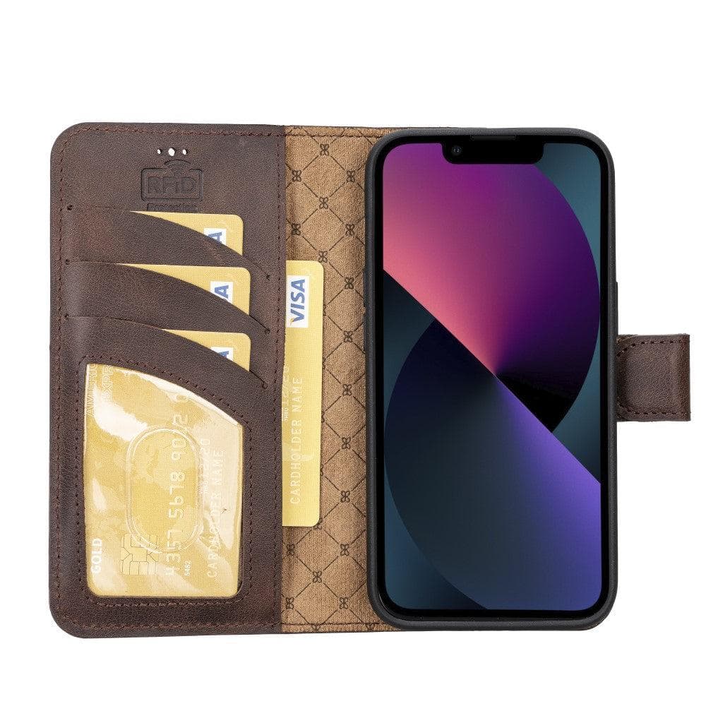 Apple iPhone 14 Series Detachable Leather Wallet Case Darker Color -
