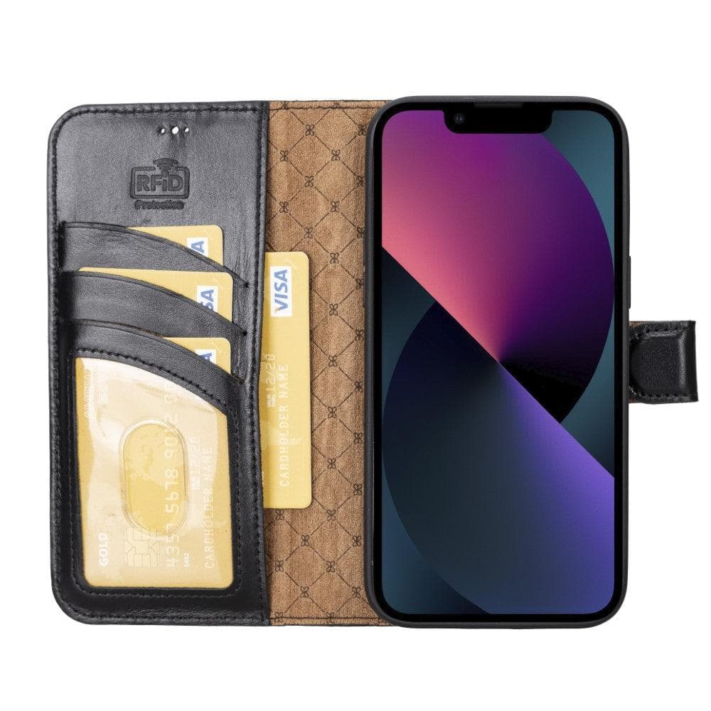 Apple iPhone 14 Series Detachable Leather Wallet Case Darker Color -