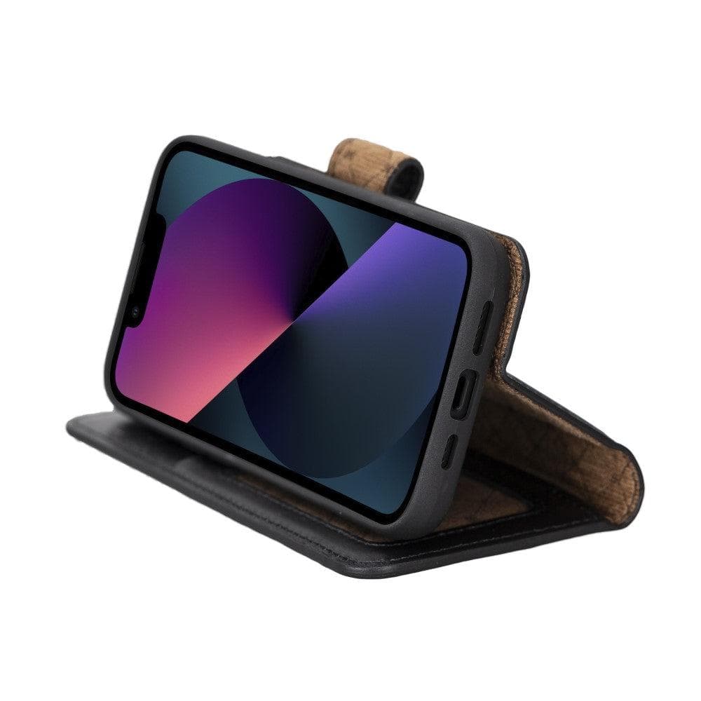 Apple iPhone 14 Series Detachable Leather Wallet Case Darker Color -