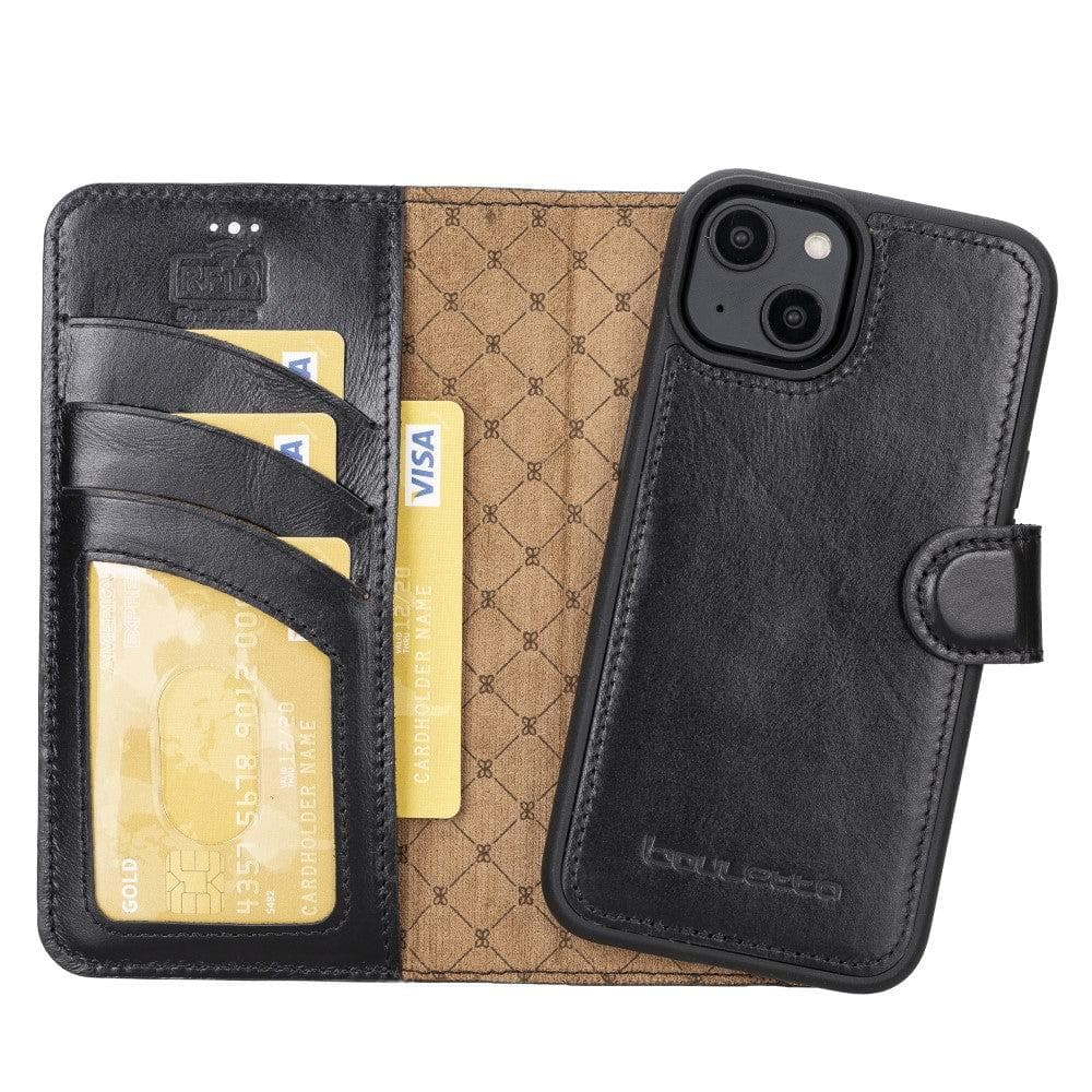 Apple iPhone 14 Series Detachable Leather Wallet Case Darker Color -