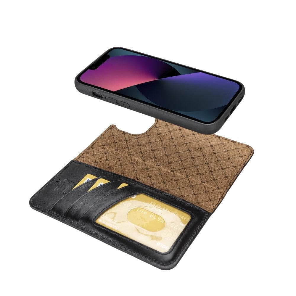 Apple iPhone 14 Series Detachable Leather Wallet Case Darker Color -