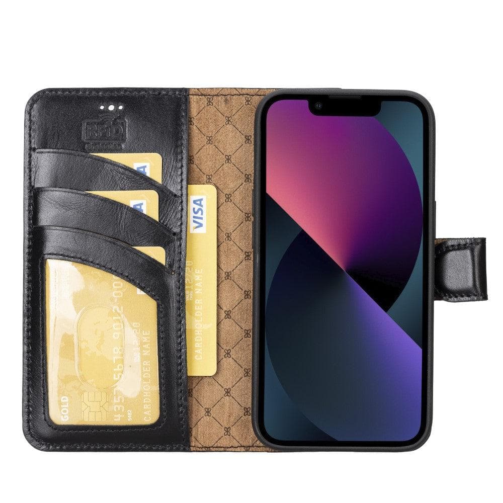 Apple iPhone 14 Series Detachable Leather Wallet Case Darker Color -