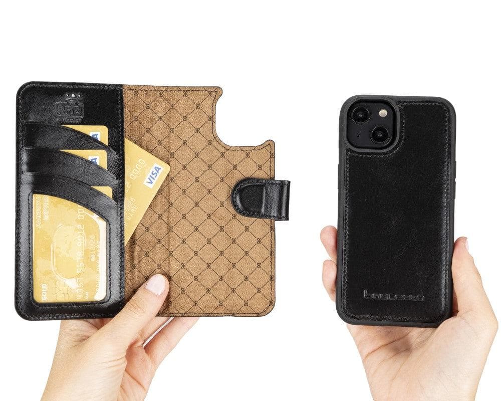 Apple iPhone 14 Series Detachable Leather Wallet Case Darker Color -