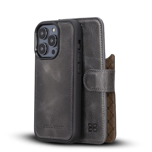 Apple iPhone 14 Series Detachable Leather Wallet Case Darker Color -