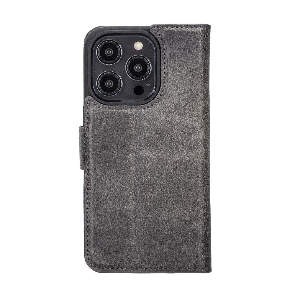Apple iPhone 14 Series Detachable Leather Wallet Case Darker Color -