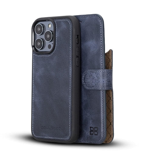 Apple iPhone 14 Series Detachable Leather Wallet Case Darker Color -