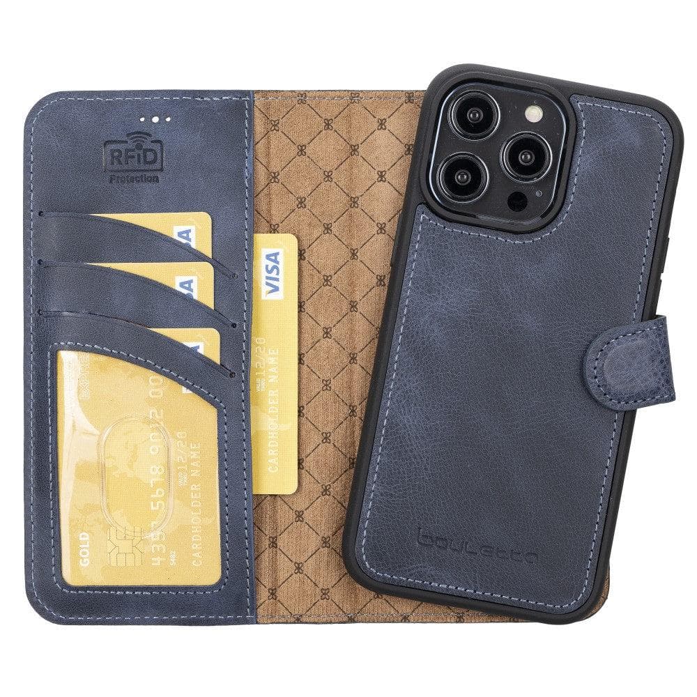Apple iPhone 14 Series Detachable Leather Wallet Case Darker Color -
