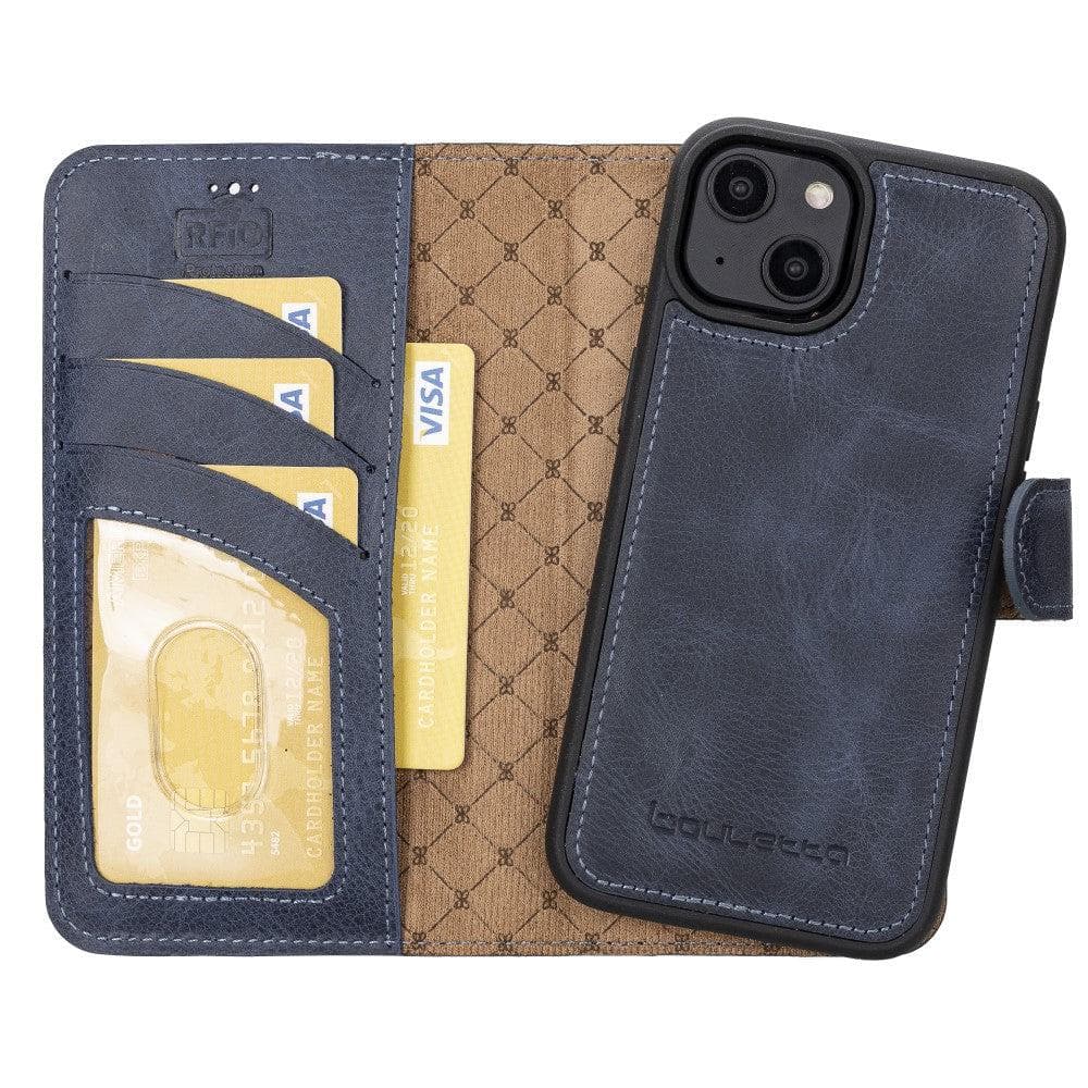 Apple iPhone 14 Series Detachable Leather Wallet Case Darker Color -
