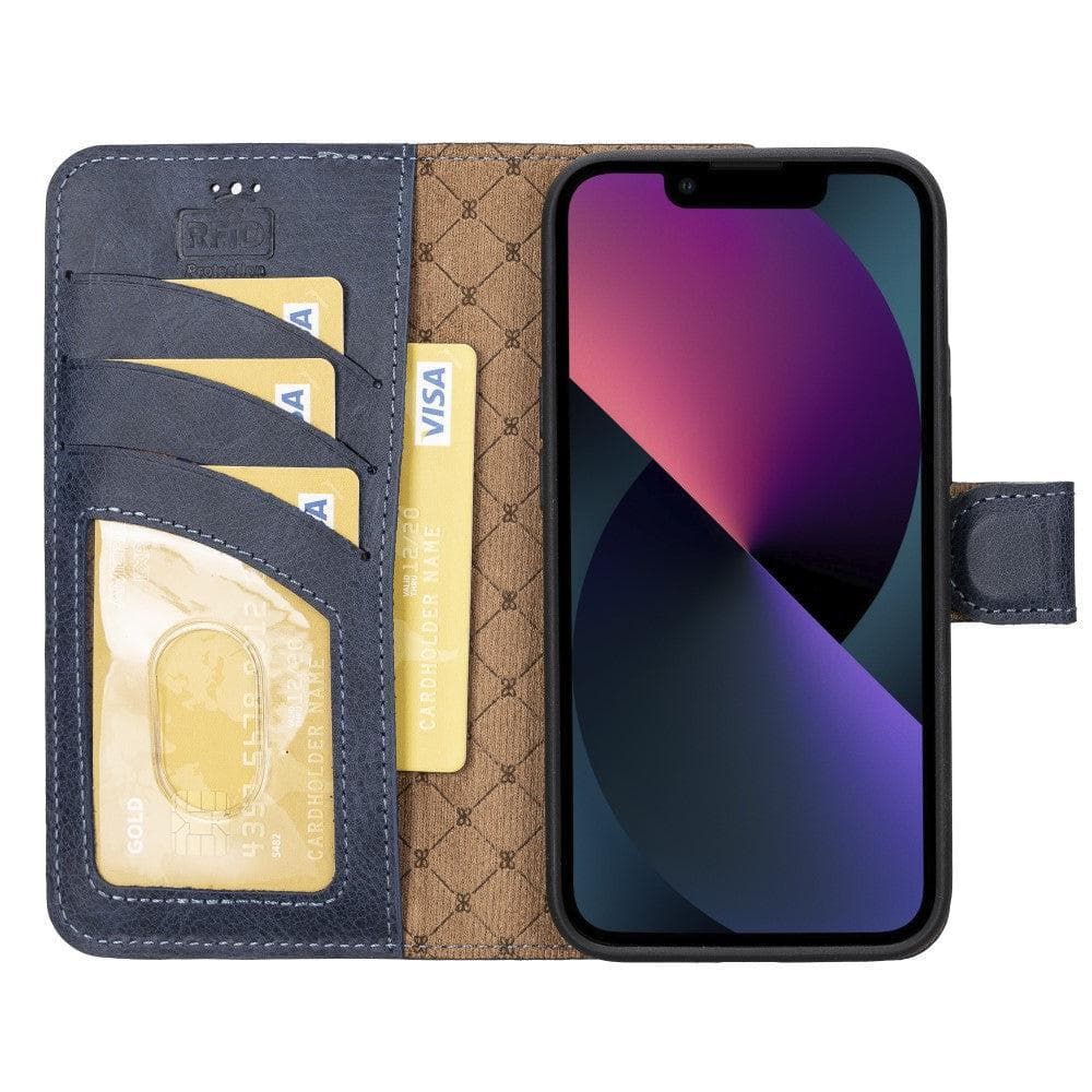 Apple iPhone 14 Series Detachable Leather Wallet Case Darker Color -