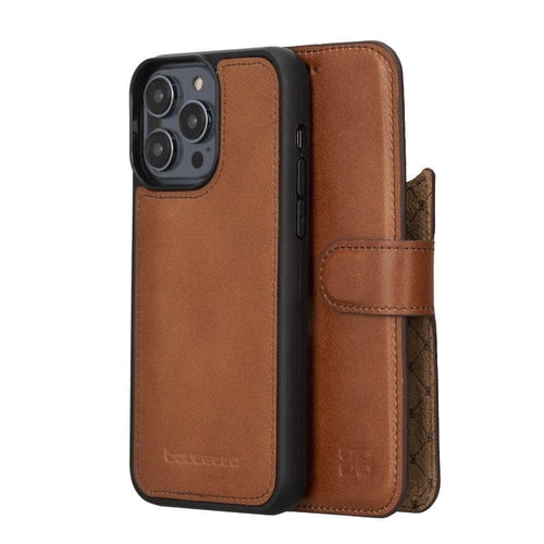 Apple iPhone 14 Series Detachable Leather Wallet Case Darker Color -