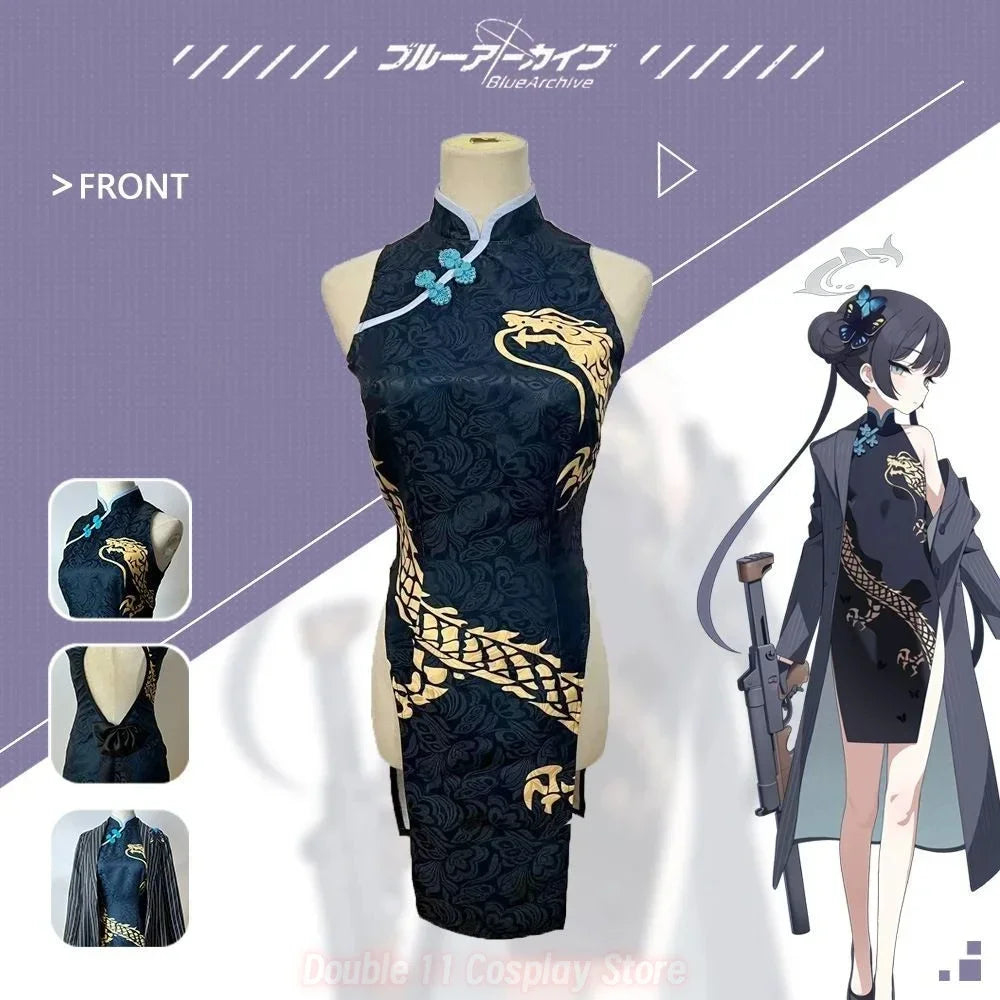 New Game Blue Archive Ryuge Kisaki Cosplay Women Cheongsam Costume Adult Uniform Coat Full Accessories Set Suit Cute Outfits